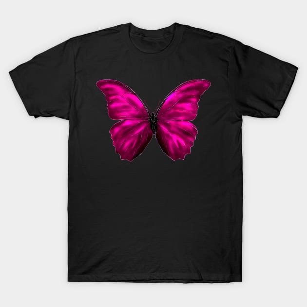 Pink butterfly T-Shirt by Erena Samohai